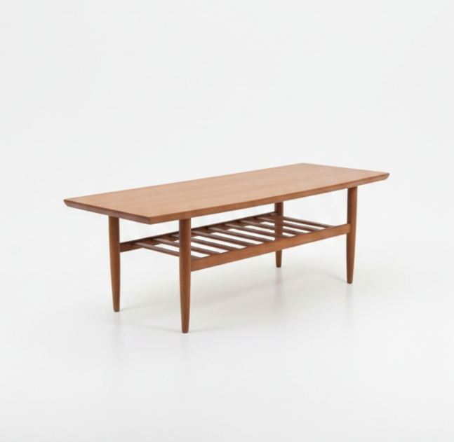 Mid Century Noblett teak table magazine rack slated mcm retro 1960s