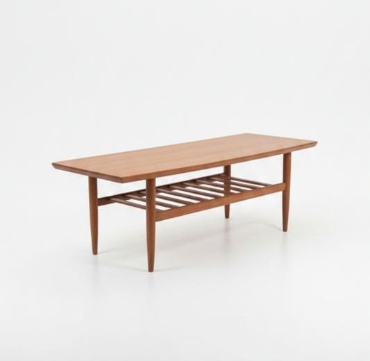 Mid Century Noblett teak table magazine rack slated mcm retro 1960s