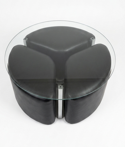 Mid Century 1970s T H BROWN style Ariel Space Age Chrome Coffee table stools