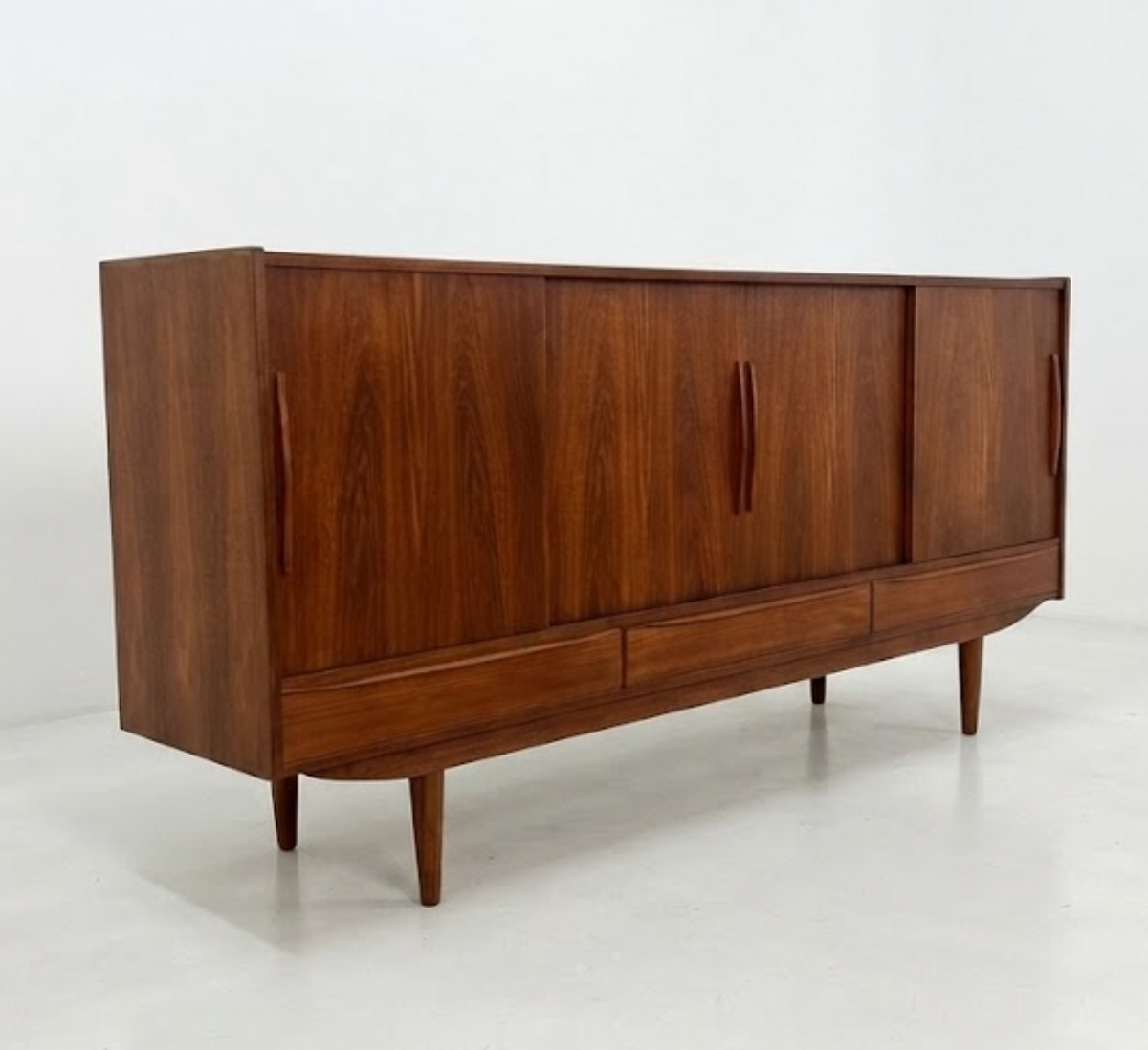 Danish Teak Highboard Sideboard, E.W. Bach Style — 1960s