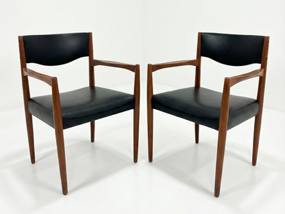 Mid Century Parker nordic black armchair vinyl set of six vintage 1960s chairs