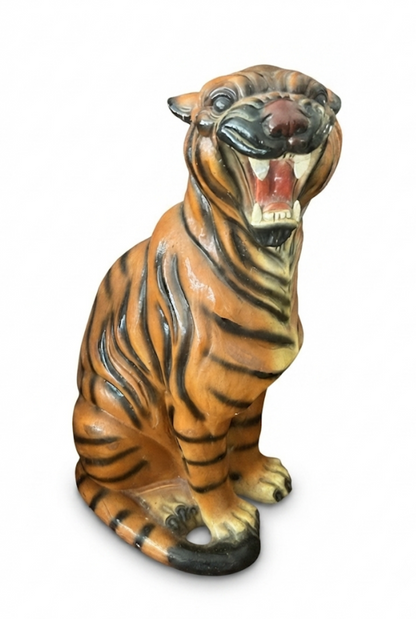 Mid-Century Big Cat Ceramic Decor