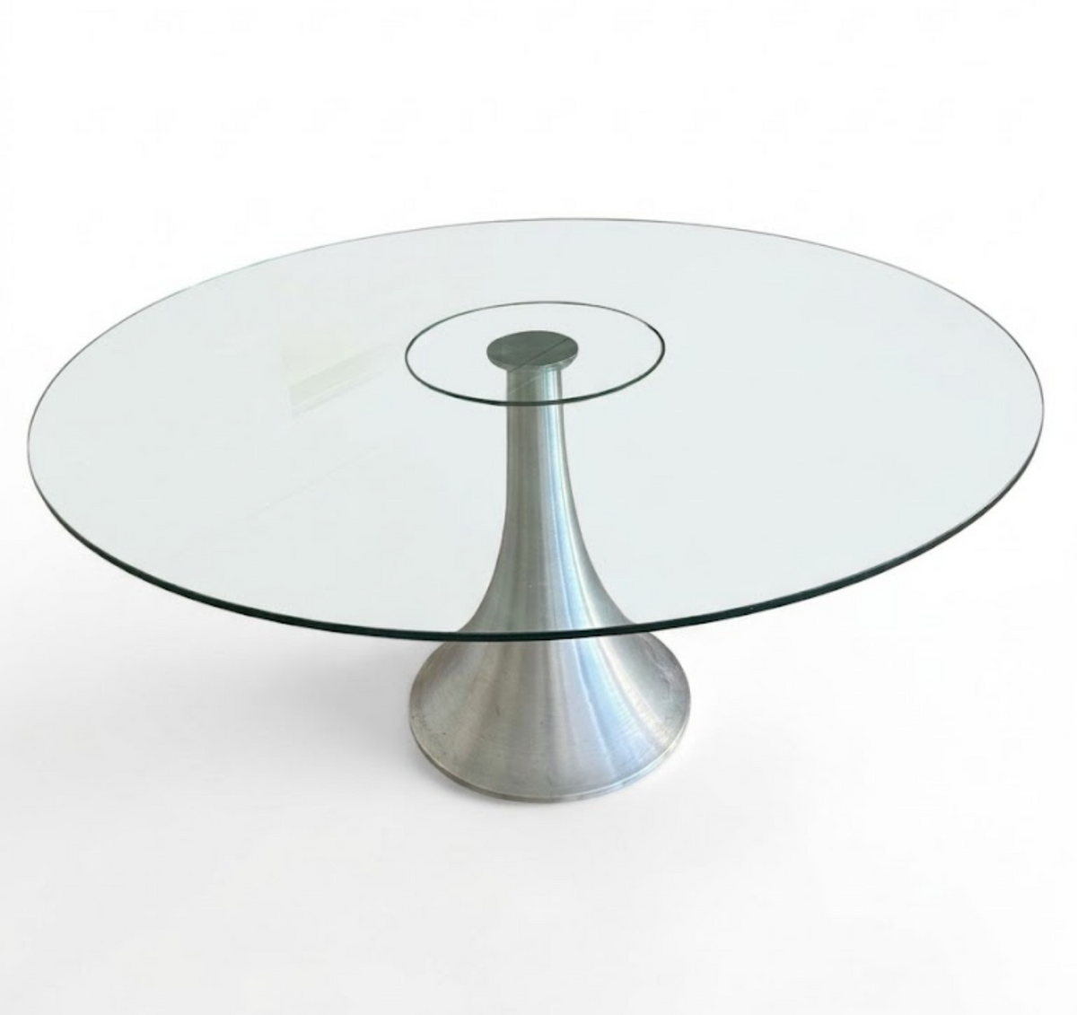 Mid Century Atomic round glass table pedestal tulip