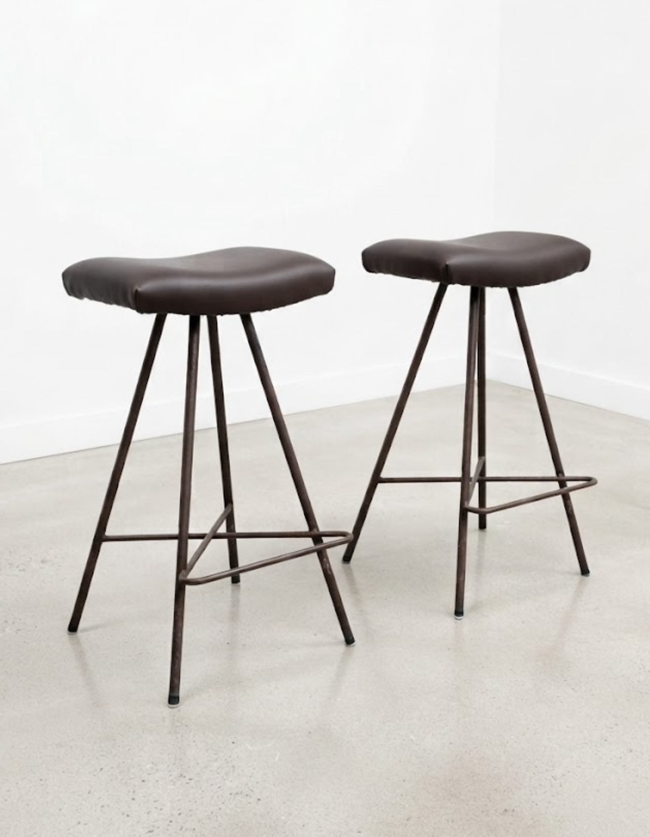 Mid Century Atomic Wallace Bar Stools Pair Custom Upholstery ( 3-4 weeks)