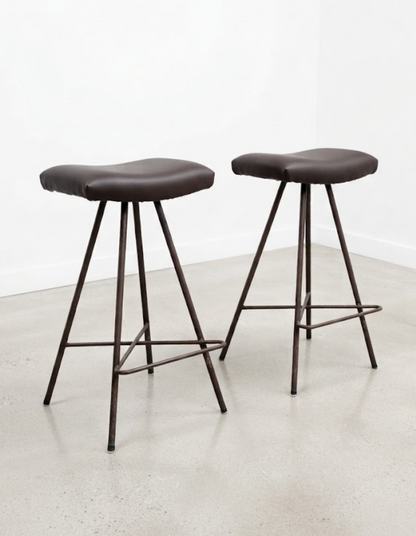 Mid Century Atomic Wallace Bar Stools Pair Custom Upholstery ( 3-4 weeks)
