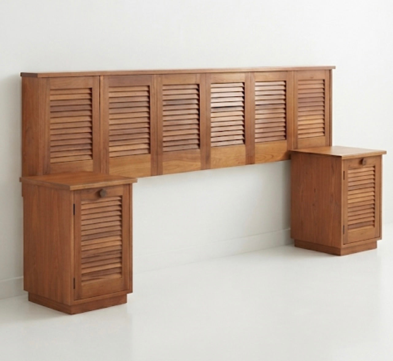 Mid Century Louvre door finish headboard and bedsides Maple Australian 1960s