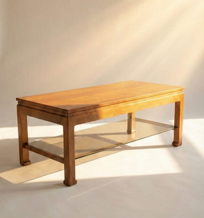 Mid Century Chiswell Coffee expanding card table teak smoke glass shelf RARE Model