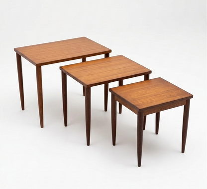 Mid Century Australian teak nesting tables Elite Parker era cigar legs retro mcm