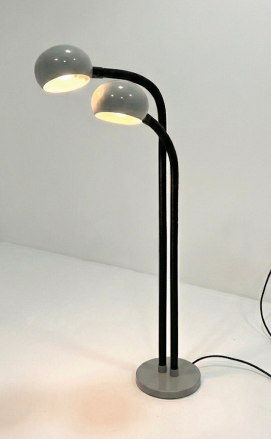 Mid Century Oslo 1970s grey and black floor lamp flexible twin head