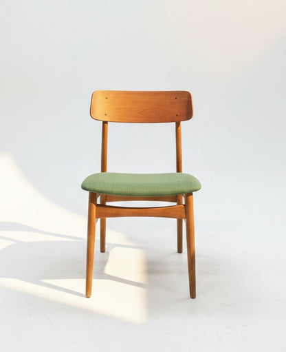 Mid Century Danish teak chair New Green Upholstery 1960s retro