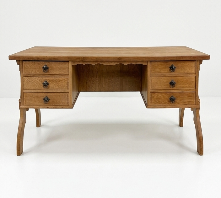 Mid Century Danish Henning  Kjærnulf oak desk retro vintage storage