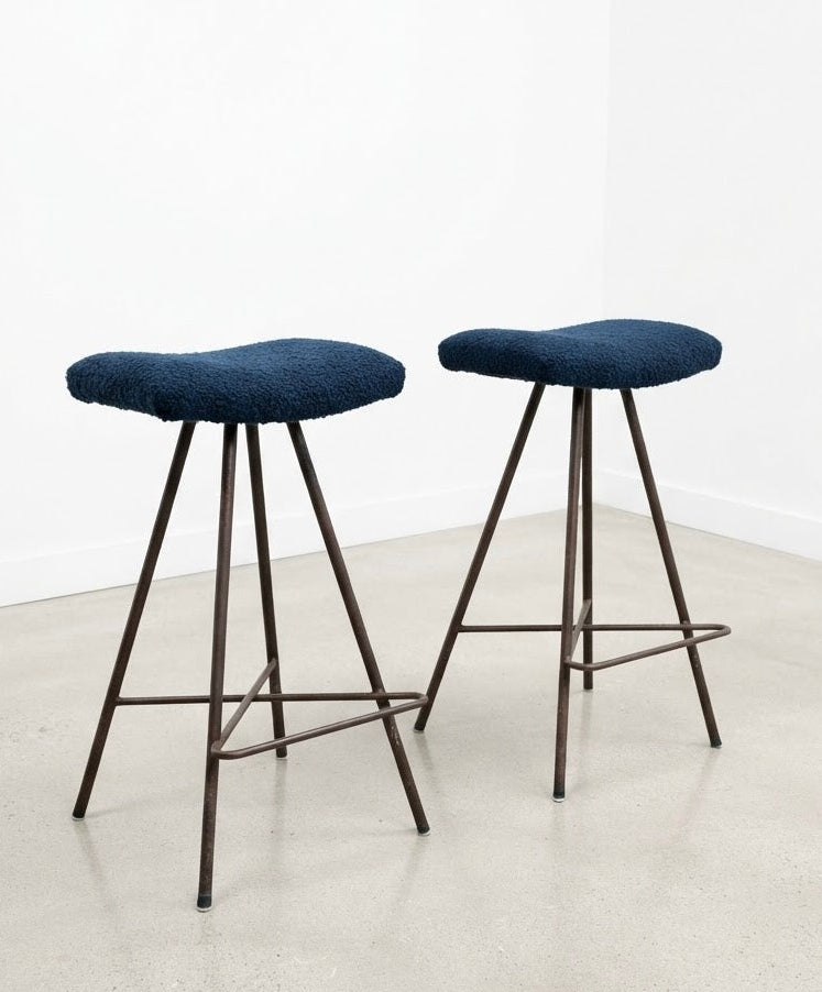 Mid Century Atomic Wallace Bar Stools Pair Custom Upholstery ( 3-4 weeks)