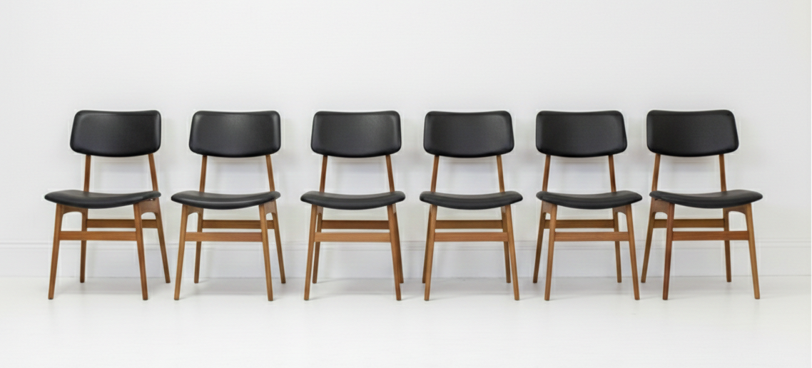 Mid Century RARE Elite rectangular back retro set of six chairs Tasmanian Ash Custom Order 3-4 week lead time