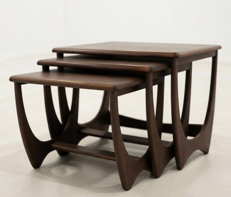 Kalmar Nesting walnut veneer coachwood table coffee Custom finish
