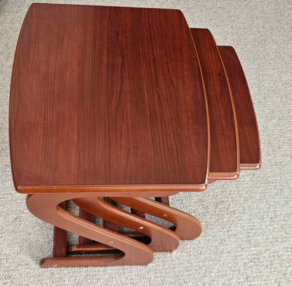 Mid Century S nest of tables coffee table side retro wood compact