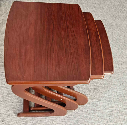 Mid Century S nest of tables coffee table side retro wood compact