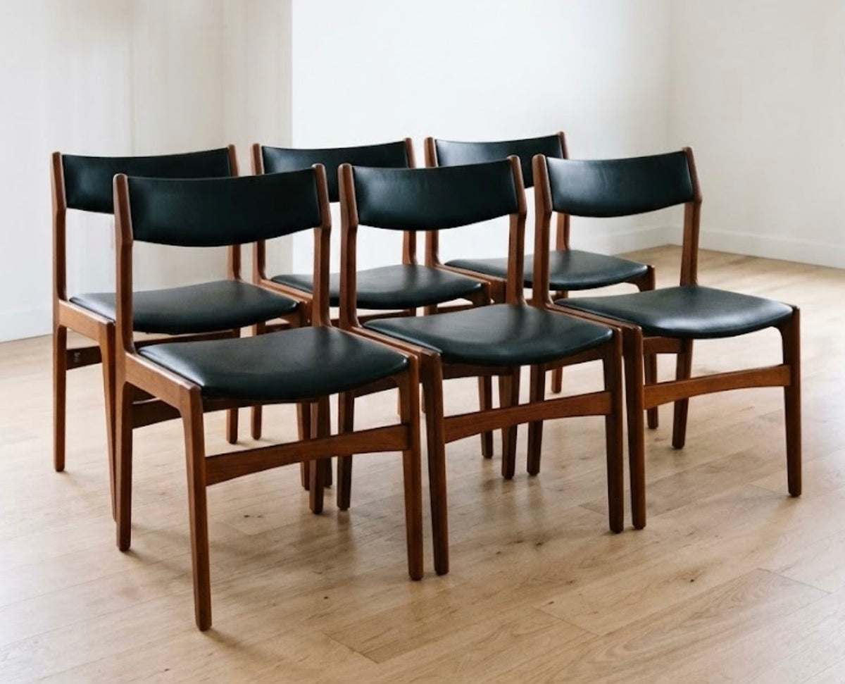 Mid Century Danish set of 6 dining chairs teak Erik Buch