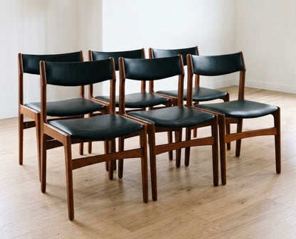 Mid Century Danish set of 6 dining chairs teak Erik Buch