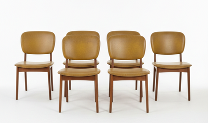 Mid Century Elite textured mustard vinyl set of six chairs teak mcm retro