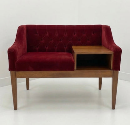 Mid Century Telephone table red velvet seat retro teak