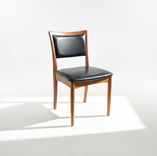 Mid Century Chiswell black vinyl teak office dining chair retro mcm seat