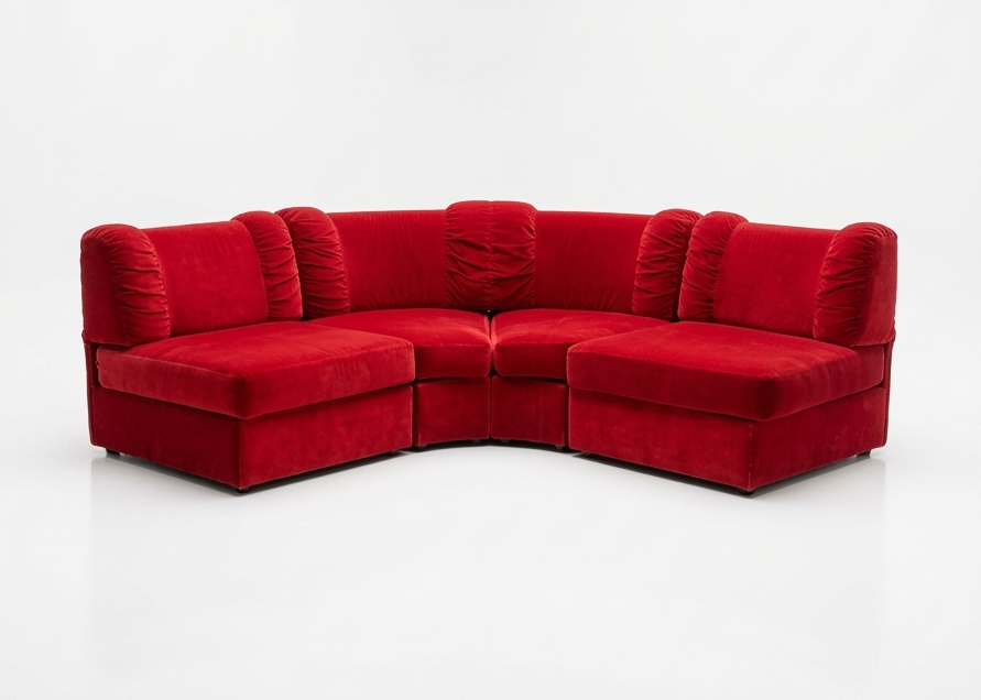Mid Century Modular play pen red velvet 10 piece jumbo lounge sofa