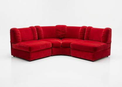 Mid Century Modular play pen red velvet 10 piece jumbo lounge sofa