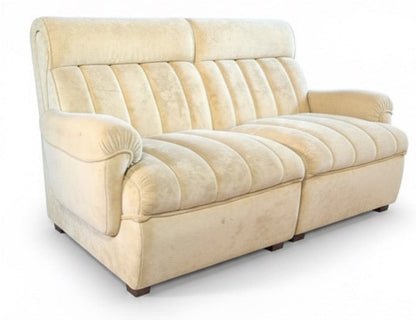 Mid Century Cream Velvet Modular with Inbuilt Radio Lounge Coffee Table Shelf