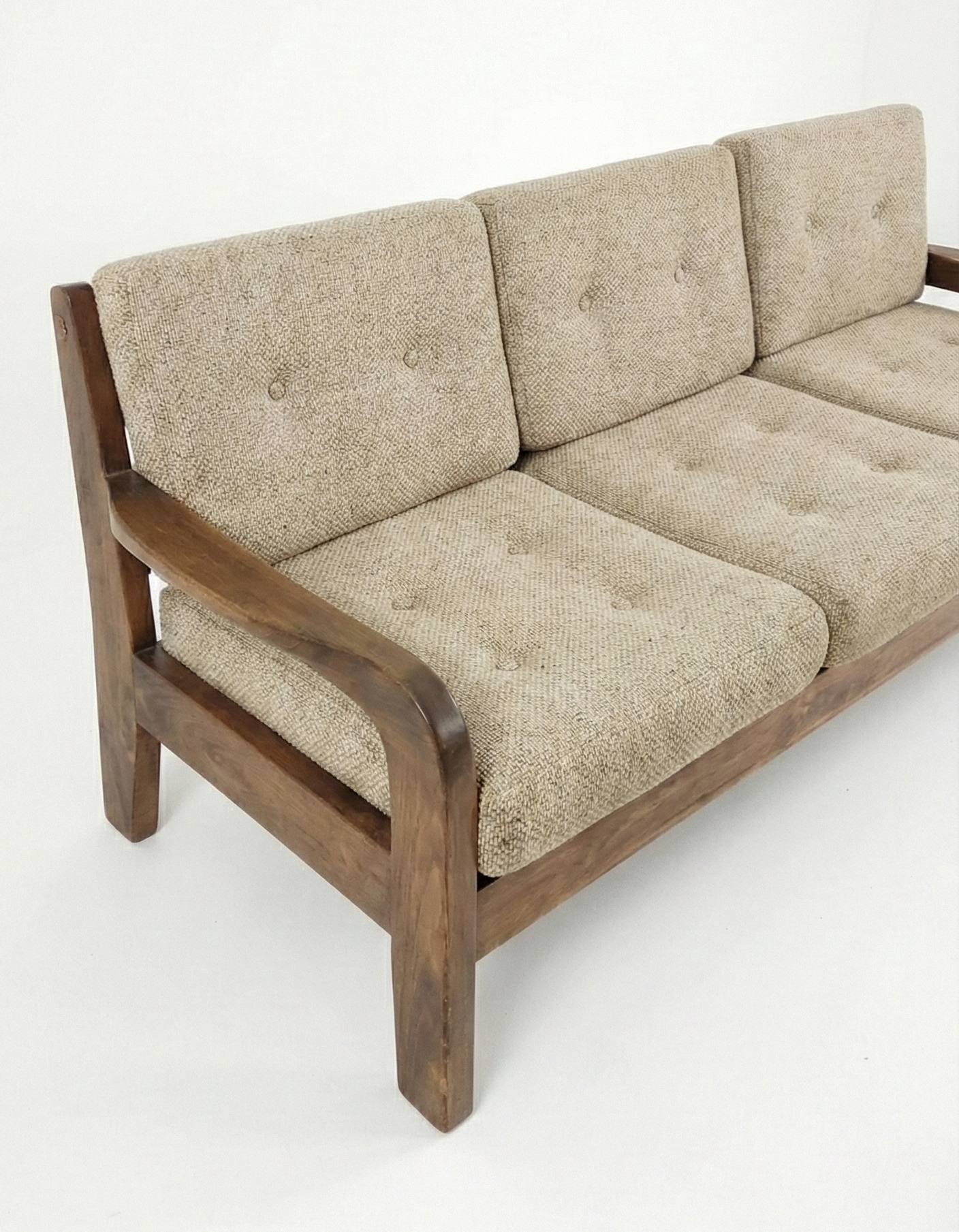 Mid Century Danish Backwood sculpture lounge three seater sofa settee original wool