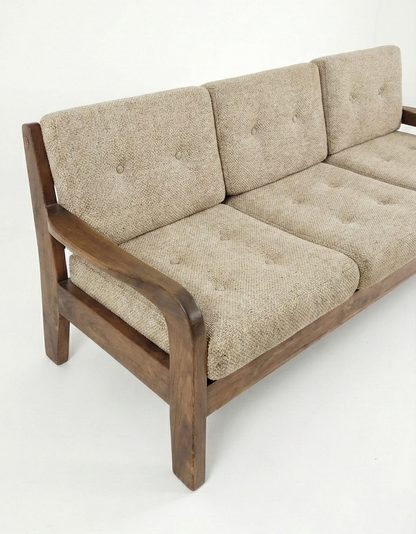 Mid Century Danish Backwood sculpture lounge three seater sofa settee original wool