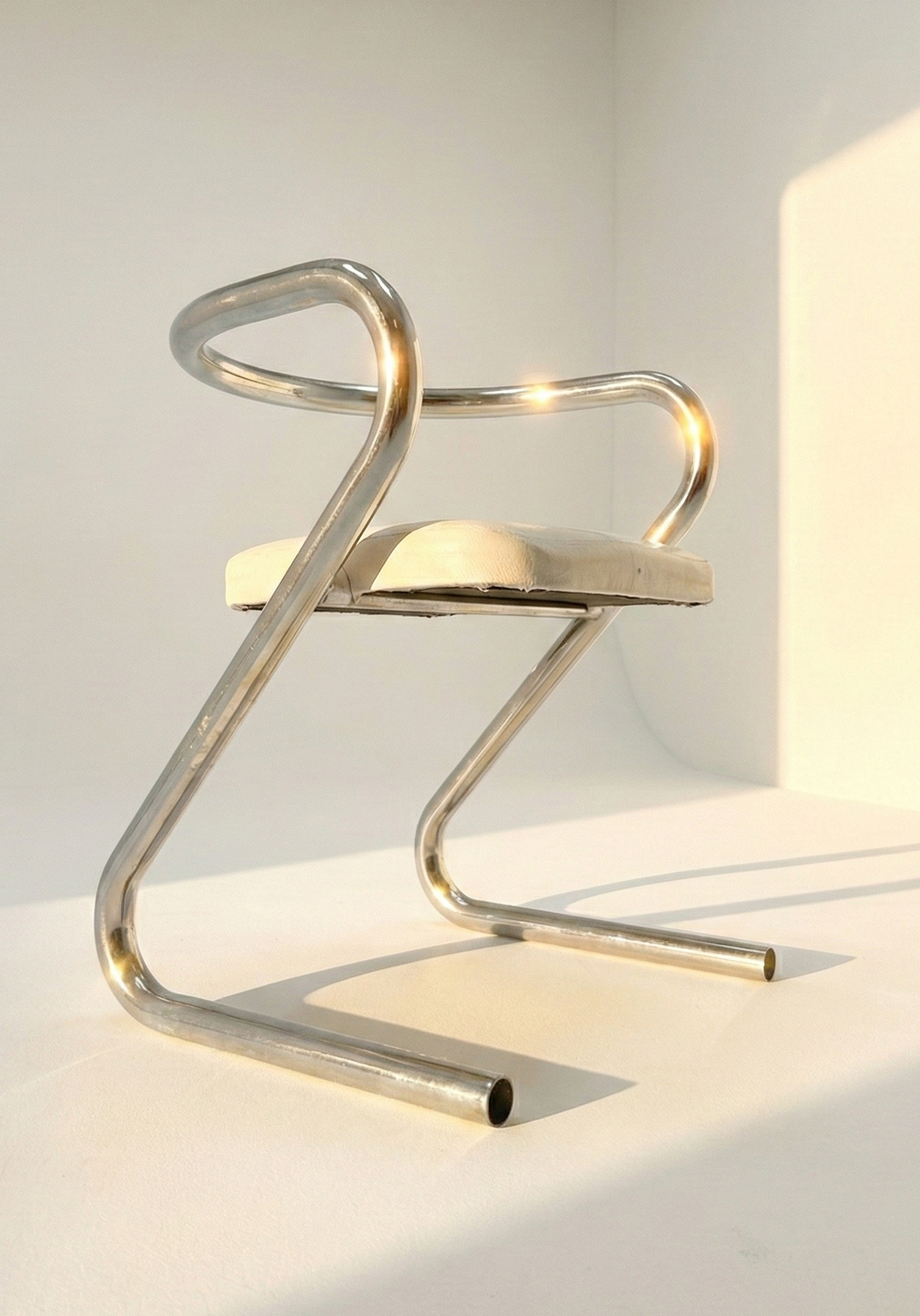 Mid Century Swedish Chrome chair Borge Lindau 1970s