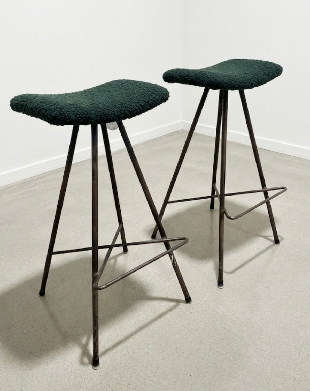 Mid Century Atomic Wallace Bar Stools Pair Custom Upholstery ( 3-4 weeks)
