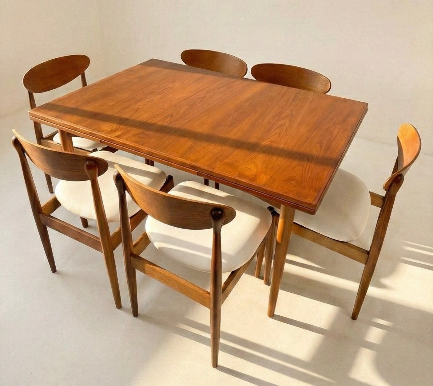Mid Century Parker Nordic extending table teak rectangle cigar legs 1960s
