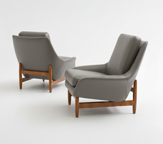 Mid Century Danish Deluxe teak frame Trina 1960s armchair seat Custom order chair 3-4 weeks lead time