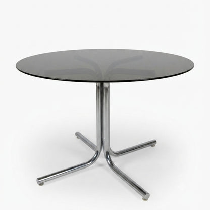 Mid Century Space Age chrome and smokey glass 1970s table