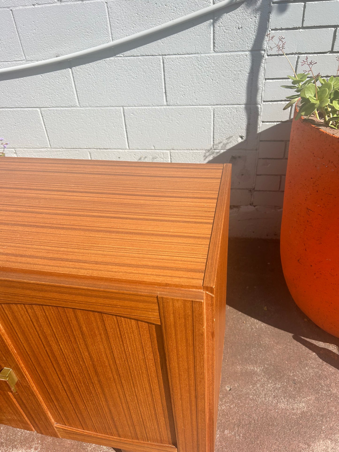 Mid Century golden teak sideboard buffet storage cabinet