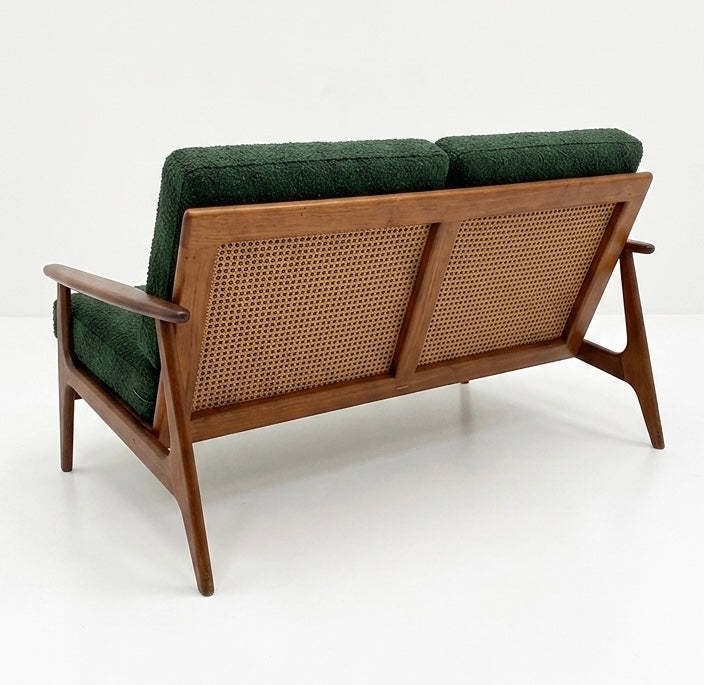 Mid Century Parker Rattan Blackwood teak two seater lounge nordic Custom Order
