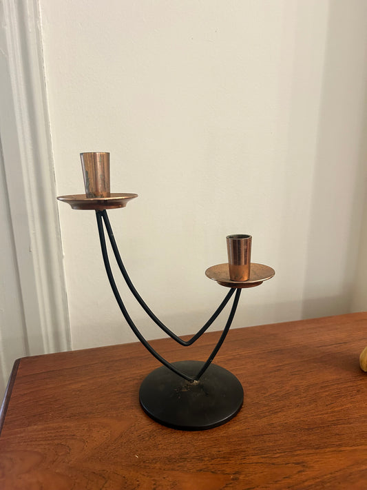 Atomic two tier candle holder black copper