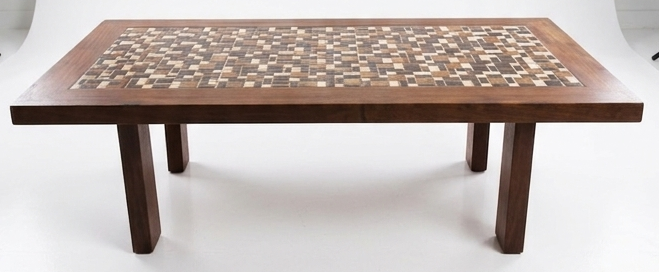Mid Century Teak tiled top table mosaic mcm retro