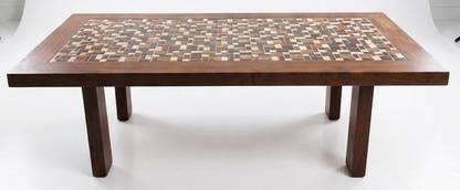 Mid Century Teak tiled top table mosaic mcm retro