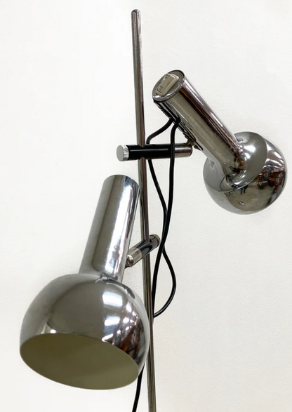 Mid Century Twin floor lamp Oslo chrome retro