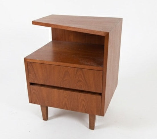 Mid Century Danish teak bedside retro side table corner stand storage