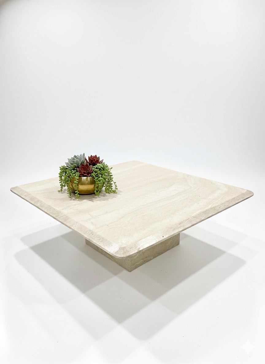 Mid Century Travertine stone coffee table