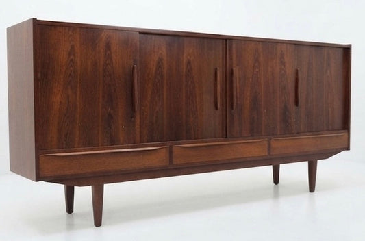Mid Century Danish Highboard sideboard style E W Bach 1960s lip edge teak storage