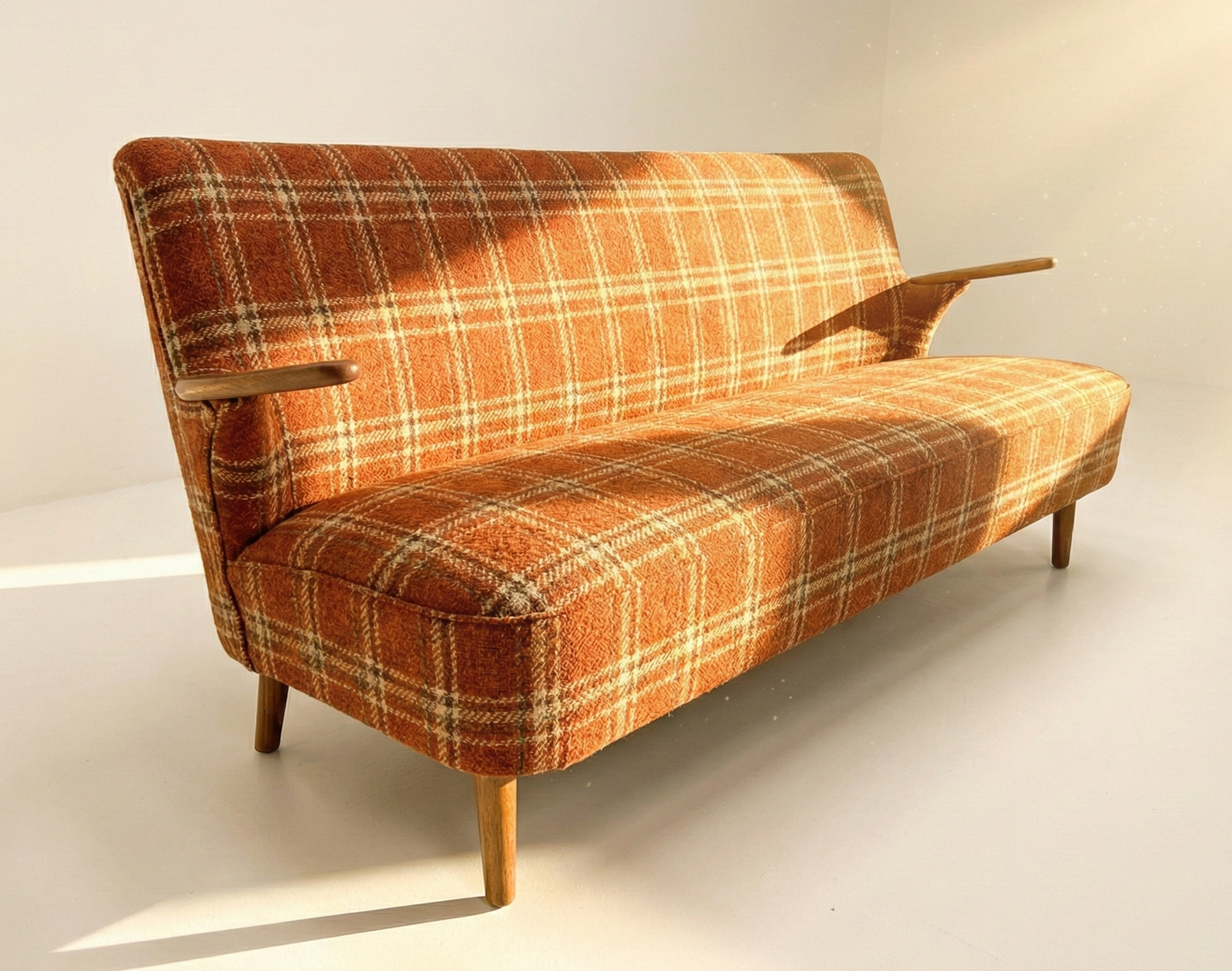 Mid Century Danish lounge sofa teak frame restro Custom Upholstery 3-4 week lead time