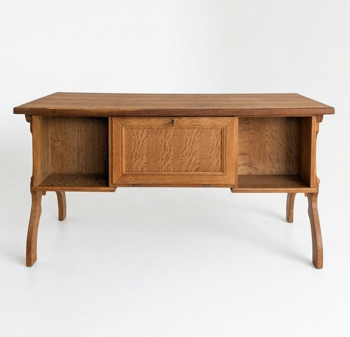 Mid Century Danish Henning  Kjærnulf oak desk retro vintage storage