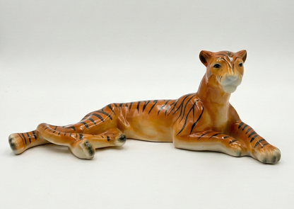 Mid Century laying tiger hand make 70s era cat