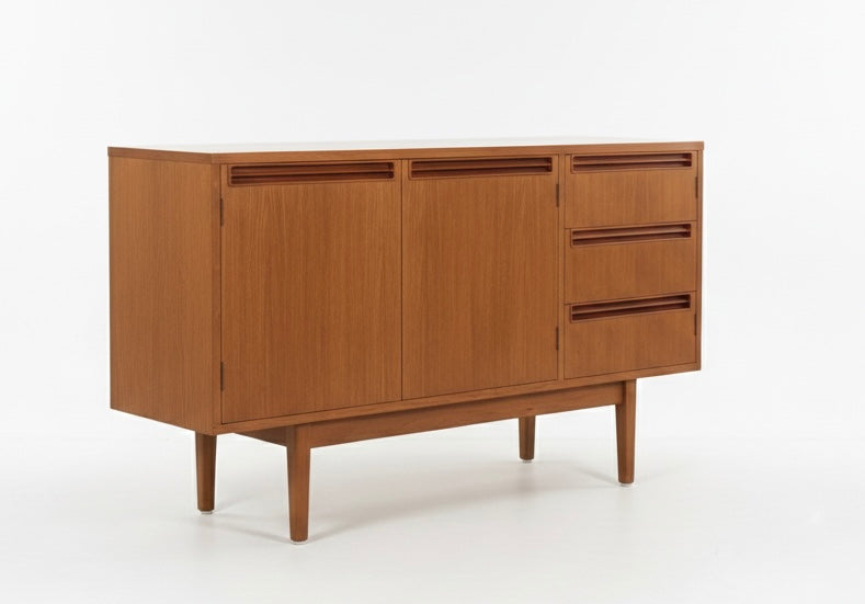 Mid Century Teak Sideboard Buffet Cabinet LP Storage by Wrightbilt 1960s minimalist Custom Order 2-3 week