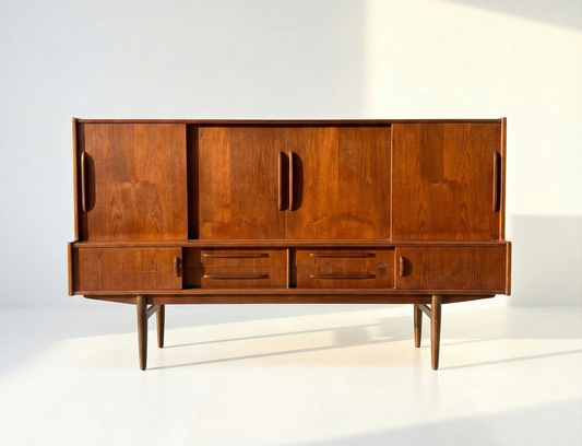 Mid Century Danish Highboard teak sideboard storage unit liquor cabinet