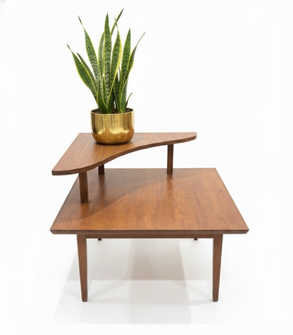 Mid Century Parker corner two tier table teak